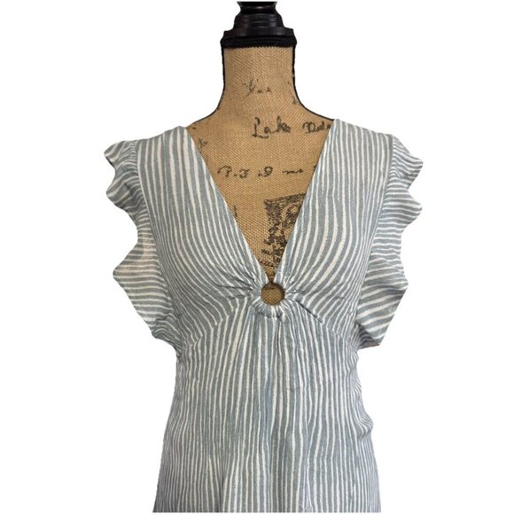 Womens Maxi Dress Ruffles Sleeveless Vneck Summer Spring Beach Coastal MEDIUM - Picture 4 of 12